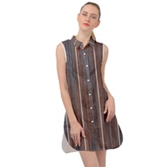 Dark Digital Wood Like Sleeveless Shirt Dress by ConteMonfrey