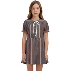 Dark Digital Wood Like Kids  Sweet Collar Dress by ConteMonfrey