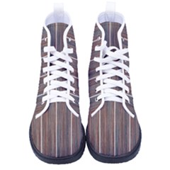 Dark Digital Wood Like Women s High-top Canvas Sneakers by ConteMonfrey