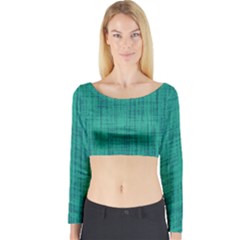 Painted Green Digital Wood Long Sleeve Crop Top by ConteMonfrey