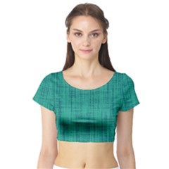 Painted Green Digital Wood Short Sleeve Crop Top by ConteMonfrey