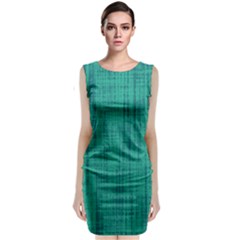 Painted Green Digital Wood Sleeveless Velvet Midi Dress by ConteMonfrey