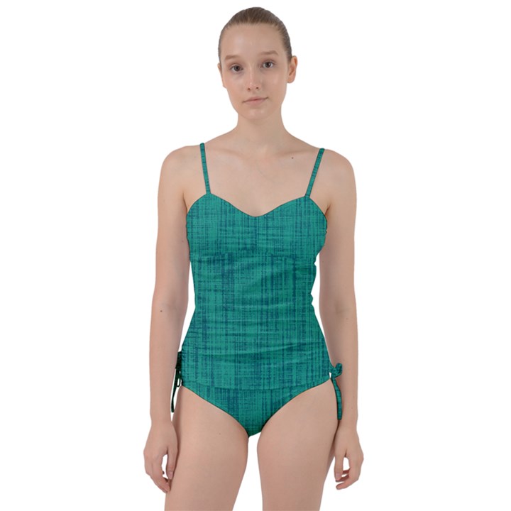 Painted green digital Wood Sweetheart Tankini Set