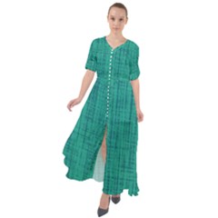 Painted Green Digital Wood Waist Tie Boho Maxi Dress by ConteMonfrey