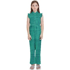 Painted Green Digital Wood Kids  Sleeveless Ruffle Edge Band Collar Chiffon One Piece by ConteMonfrey