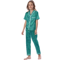 Painted Green Digital Wood Kids  Satin Short Sleeve Pajamas Set by ConteMonfrey