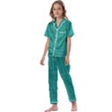 Painted green digital Wood Kids  Satin Short Sleeve Pajamas Set View1