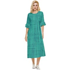 Painted Green Digital Wood Double Cuff Midi Dress by ConteMonfrey