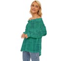 Painted green digital Wood Off Shoulder Chiffon Pocket Shirt View2