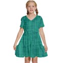 Painted green digital Wood Kids  Short Sleeve Tiered Mini Dress View1