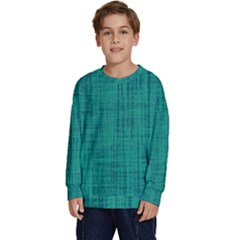 Painted Green Digital Wood Kids  Crewneck Sweatshirt