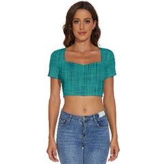 Painted Green Digital Wood Short Sleeve Square Neckline Crop Top  by ConteMonfrey