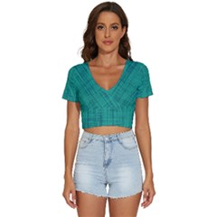 Painted Green Digital Wood V-neck Crop Top by ConteMonfrey