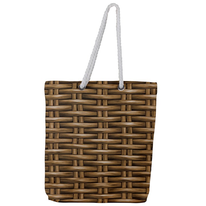 Brown Digital Straw - Country Side Full Print Rope Handle Tote (Large)