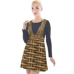 Brown Digital Straw - Country Side Plunge Pinafore Velour Dress by ConteMonfrey