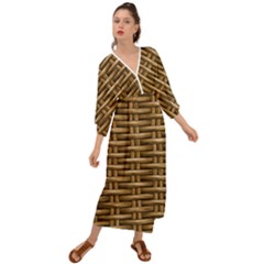 Brown Digital Straw - Country Side Grecian Style  Maxi Dress by ConteMonfrey