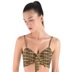 Brown Digital Straw - Country Side Woven Tie Front Bralet by ConteMonfrey