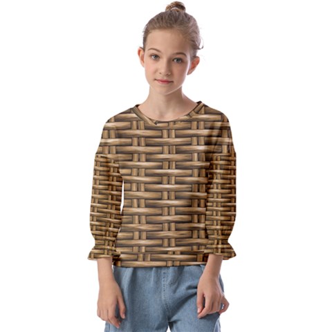 Brown Digital Straw - Country Side Kids  Cuff Sleeve Top by ConteMonfrey