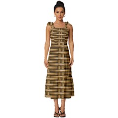 Brown Digital Straw - Country Side Tie-strap Tiered Midi Chiffon Dress by ConteMonfrey