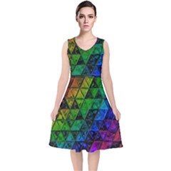 Pride Glass V-neck Midi Sleeveless Dress  by MRNStudios