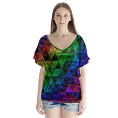 Pride Glass V-neck Flutter Sleeve Top by MRNStudios