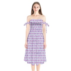 Purple Straw - Country Side  Shoulder Tie Bardot Midi Dress by ConteMonfrey