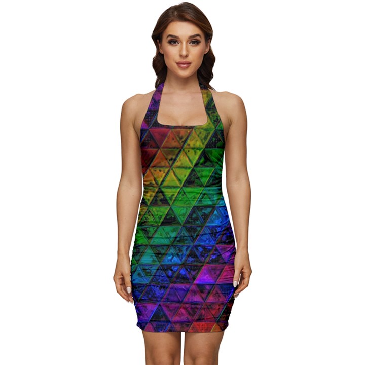 Pride Glass Sleeveless Wide Square Neckline Ruched Bodycon Dress