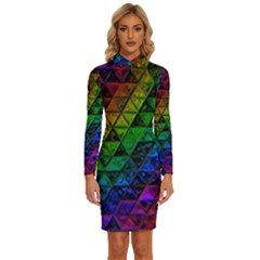 Pride Glass Long Sleeve Shirt Collar Bodycon Dress by MRNStudios