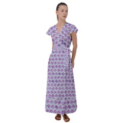 Purple Straw - Country Side  Flutter Sleeve Maxi Dress by ConteMonfrey