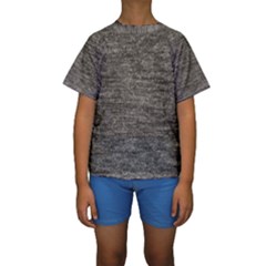 Gray Digital Fabric Vintage Kids  Short Sleeve Swimwear