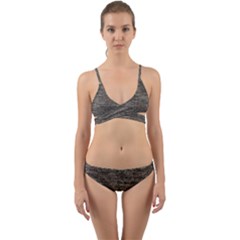 Gray Digital Fabric Vintage Wrap Around Bikini Set by ConteMonfrey