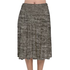 Gray Digital Fabric Vintage Velvet Flared Midi Skirt