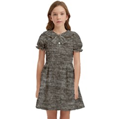 Gray Digital Fabric Vintage Kids  Bow Tie Puff Sleeve Dress by ConteMonfrey