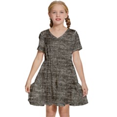 Gray Digital Fabric Vintage Kids  Short Sleeve Tiered Mini Dress by ConteMonfrey