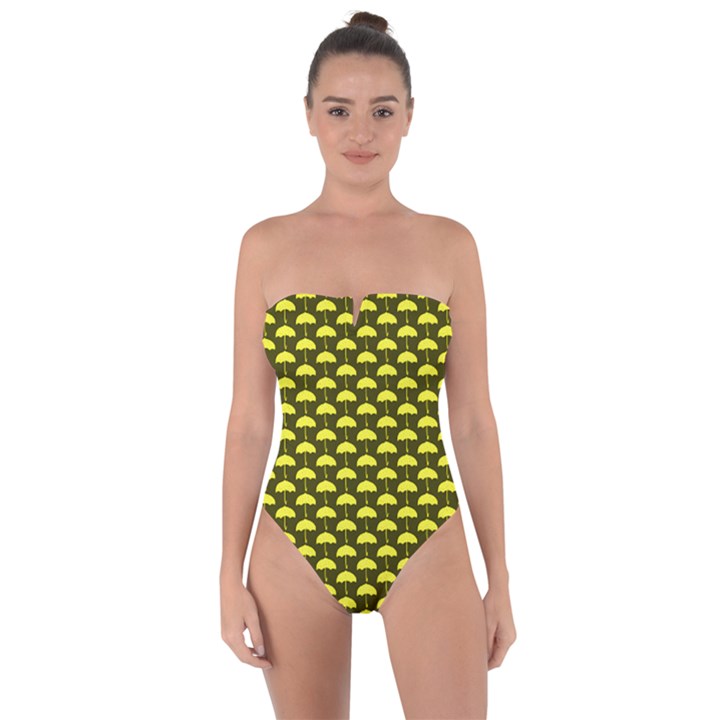 Under My Little yellow Umbrella Tie Back One Piece Swimsuit