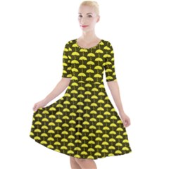 Under My Little Yellow Umbrella Quarter Sleeve A-line Dress by ConteMonfrey