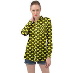 Under My Little Yellow Umbrella Long Sleeve Satin Shirt