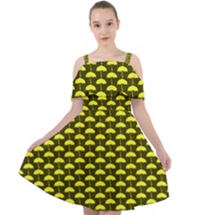 Under My Little Yellow Umbrella Cut Out Shoulders Chiffon Dress by ConteMonfrey