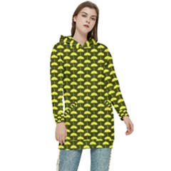 Under My Little Yellow Umbrella Women s Long Oversized Pullover Hoodie