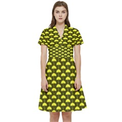 Under My Little Yellow Umbrella Short Sleeve Waist Detail Dress by ConteMonfrey