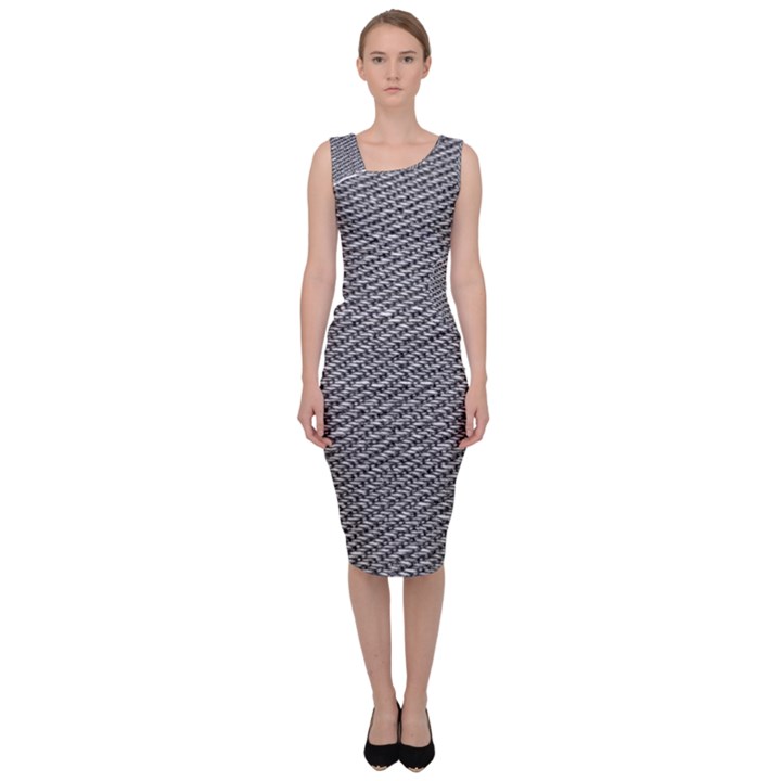 Gray digital Denim Sleeveless Pencil Dress