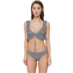 Gray Digital Denim Low Cut Ruffle Edge Bikini Set by ConteMonfrey