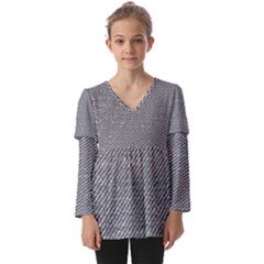 Gray Digital Denim Kids  V Neck Casual Top by ConteMonfrey