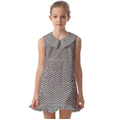 Gray Digital Denim Kids  Pilgrim Collar Ruffle Hem Dress by ConteMonfrey