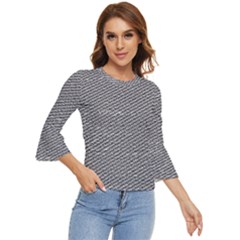 Gray Digital Denim Bell Sleeve Top