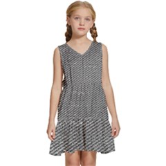 Gray Digital Denim Kids  Sleeveless Tiered Mini Dress by ConteMonfrey