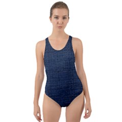 Digital Dark Blue Linen Cut-out Back One Piece Swimsuit by ConteMonfrey