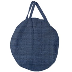 Digital Dark Blue Linen Giant Round Zipper Tote by ConteMonfrey