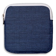 Digital Dark Blue Linen Mini Square Pouch by ConteMonfrey