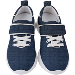 Digital Dark Blue Linen Kids  Velcro Strap Shoes by ConteMonfrey